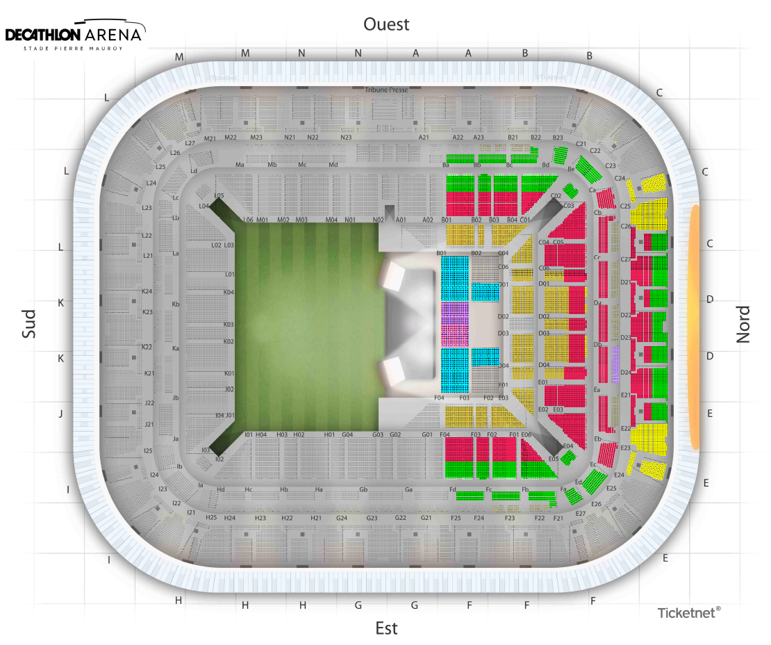 Le plan des espaces pour BIGFLO & OLI au Stade Pierre Mauroy